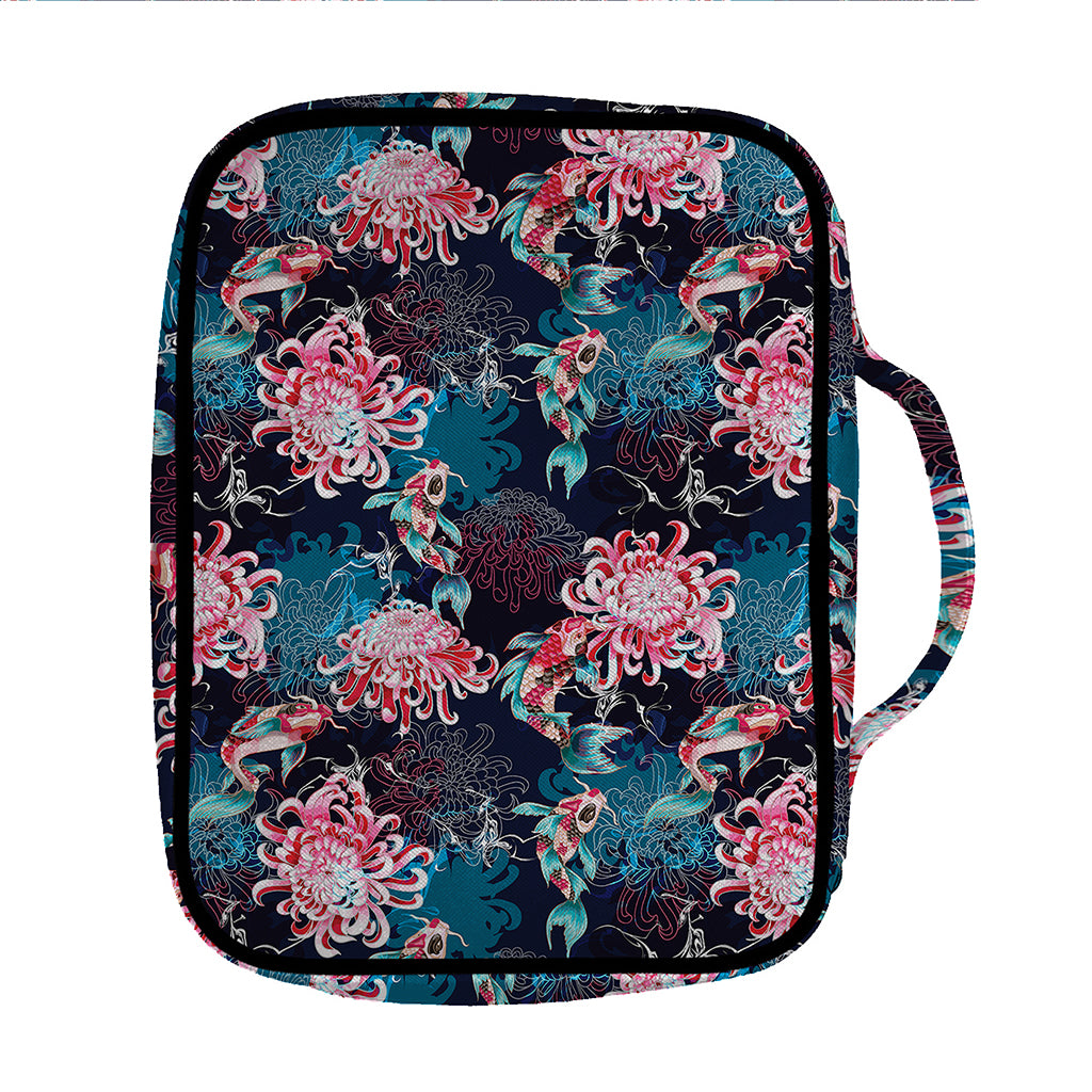 Japanese Koi And Chrysanthemums Print Front Pocket Bible Bag