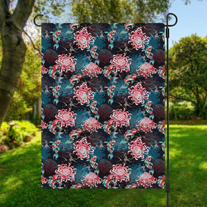 Japanese Koi And Chrysanthemums Print Garden Flag