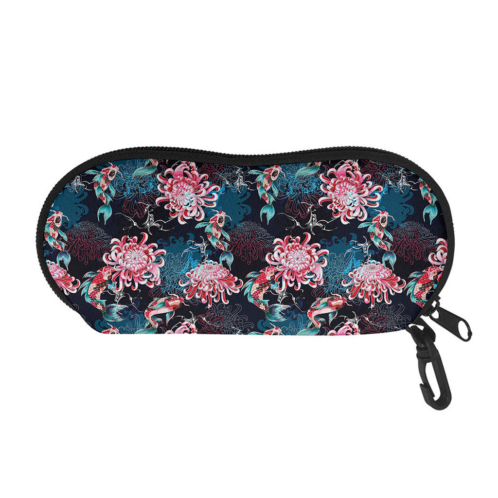 Japanese Koi And Chrysanthemums Print Glasses Case