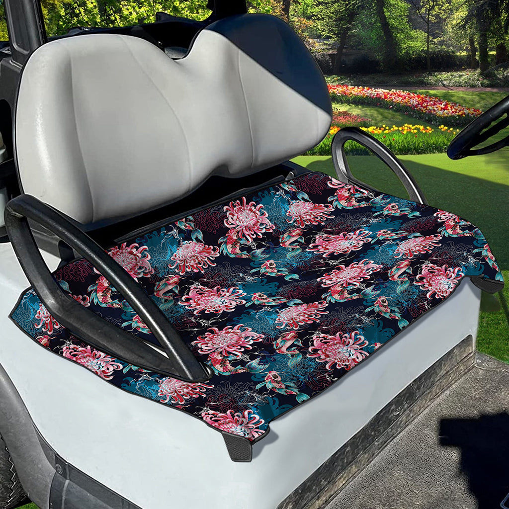 Japanese Koi And Chrysanthemums Print Golf Cart Seat Cover