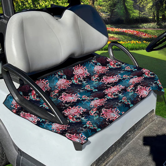 Japanese Koi And Chrysanthemums Print Golf Cart Seat Cover