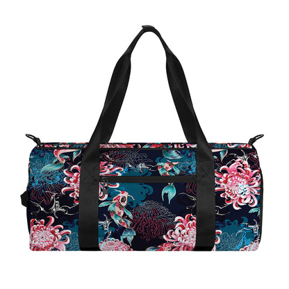 Japanese Koi And Chrysanthemums Print Gym Bag