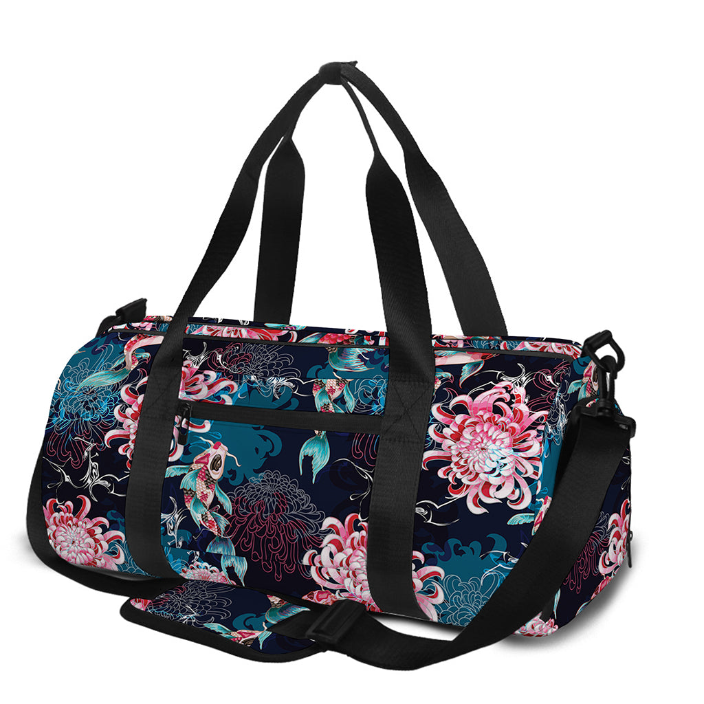 Japanese Koi And Chrysanthemums Print Gym Bag