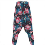 Japanese Koi And Chrysanthemums Print Hammer Pants