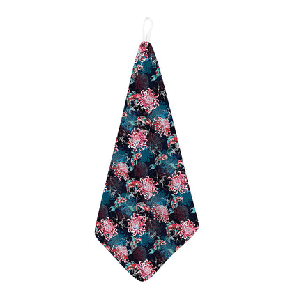 Japanese Koi And Chrysanthemums Print Hand Towel