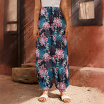 Japanese Koi And Chrysanthemums Print Harem Pants