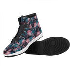 Japanese Koi And Chrysanthemums Print High Top Leather Sneakers