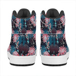 Japanese Koi And Chrysanthemums Print High Top Leather Sneakers