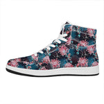 Japanese Koi And Chrysanthemums Print High Top Leather Sneakers