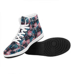 Japanese Koi And Chrysanthemums Print High Top Leather Sneakers