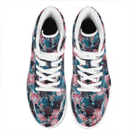 Japanese Koi And Chrysanthemums Print High Top Leather Sneakers