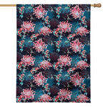 Japanese Koi And Chrysanthemums Print House Flag