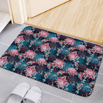 Japanese Koi And Chrysanthemums Print Indoor Door Mat