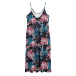 Japanese Koi And Chrysanthemums Print Jersey Midi Cami Dress