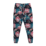 Japanese Koi And Chrysanthemums Print Jogger Pants
