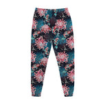 Japanese Koi And Chrysanthemums Print Jogger Pants