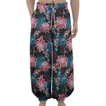 Japanese Koi And Chrysanthemums Print Lantern Pants