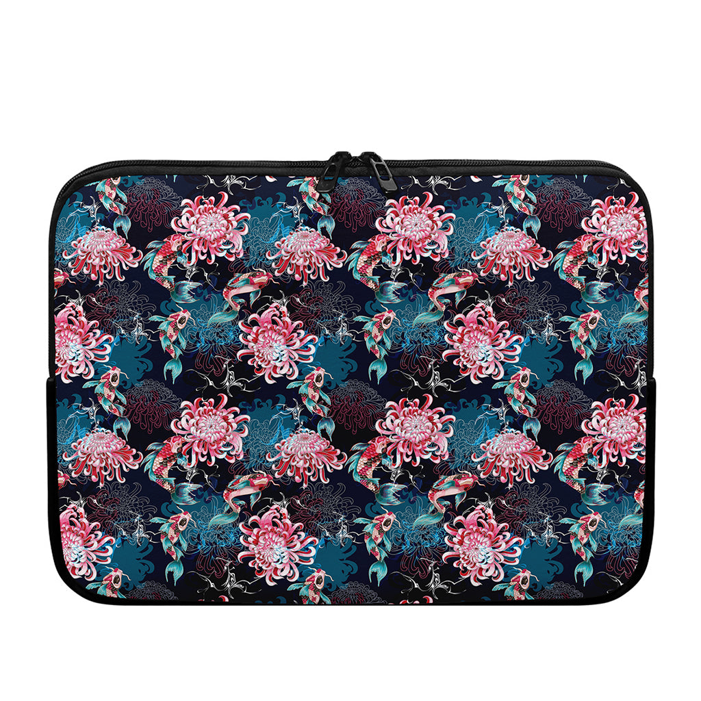Japanese Koi And Chrysanthemums Print Laptop Sleeve