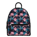 Japanese Koi And Chrysanthemums Print Leather Backpack