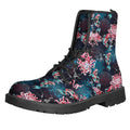 Japanese Koi And Chrysanthemums Print Lace-Up Boots