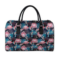Japanese Koi And Chrysanthemums Print Leather Duffel Bag