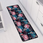 Japanese Koi And Chrysanthemums Print Long Kitchen Mat