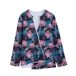 Japanese Koi And Chrysanthemums Print Long Sleeve Short Coat