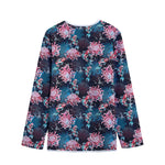 Japanese Koi And Chrysanthemums Print Long Sleeve Short Coat