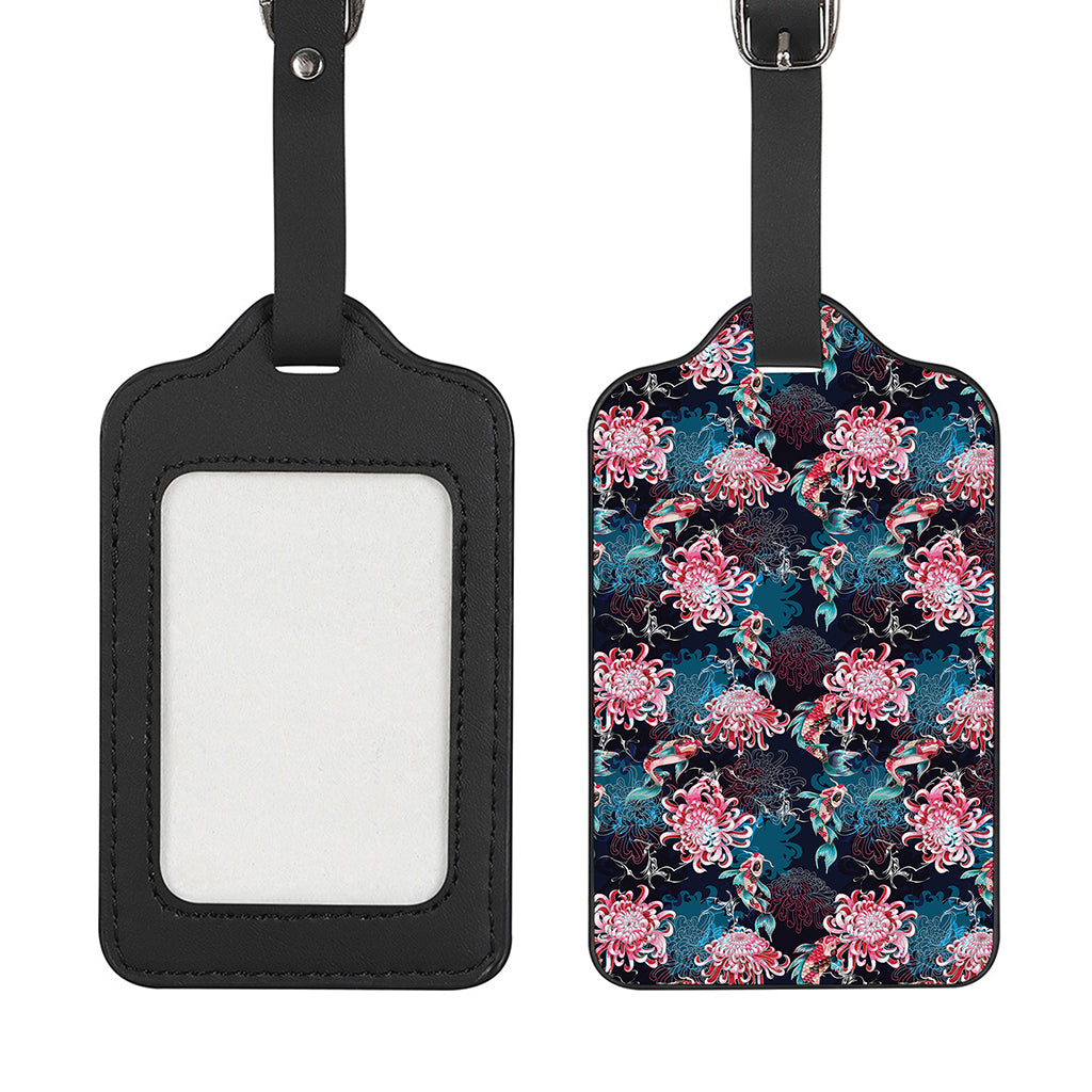 Japanese Koi And Chrysanthemums Print Luggage Tag