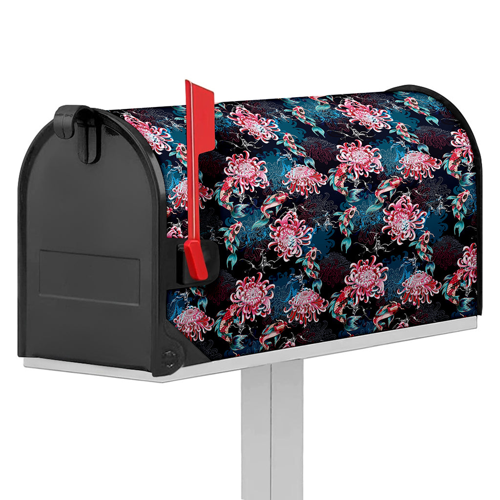 Japanese Koi And Chrysanthemums Print Mailbox Cover
