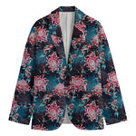Japanese Koi And Chrysanthemums Print Men's Blazer