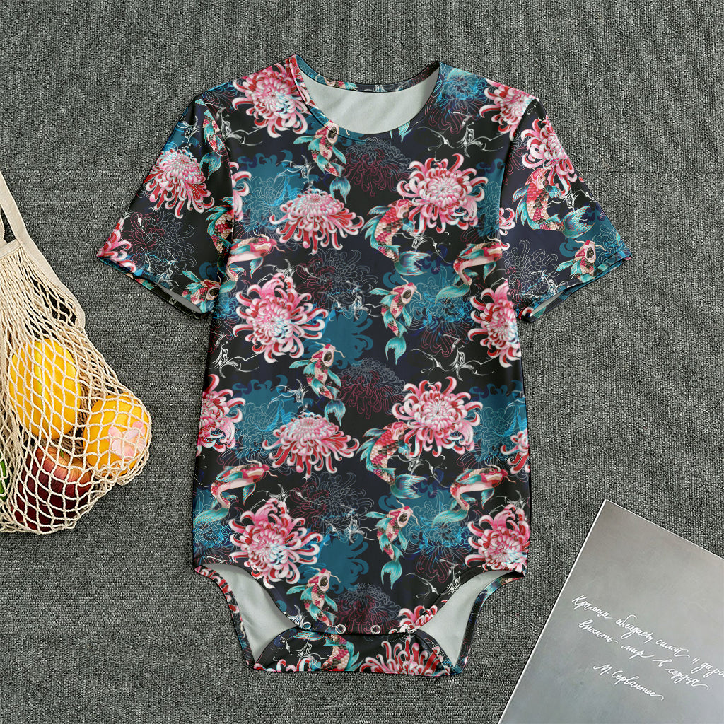 Japanese Koi And Chrysanthemums Print Men's Bodysuit