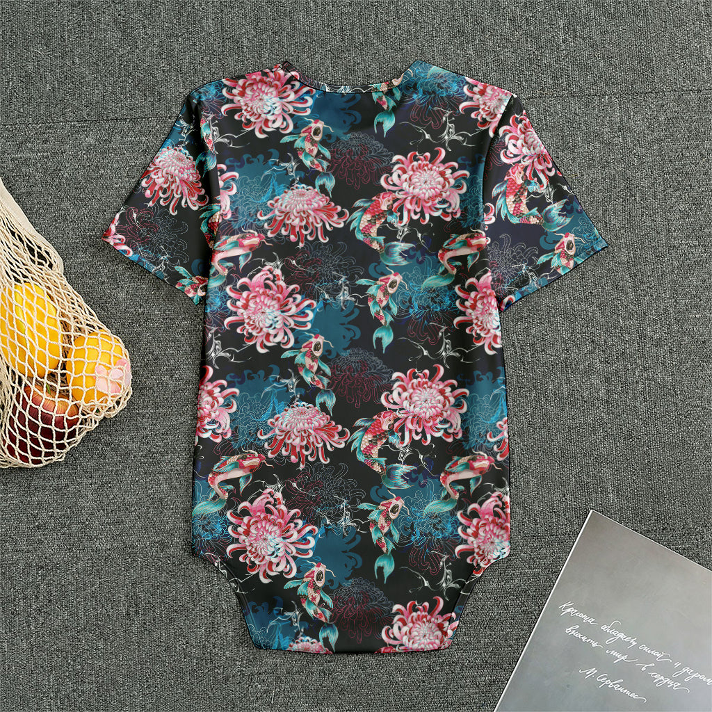 Japanese Koi And Chrysanthemums Print Men's Bodysuit