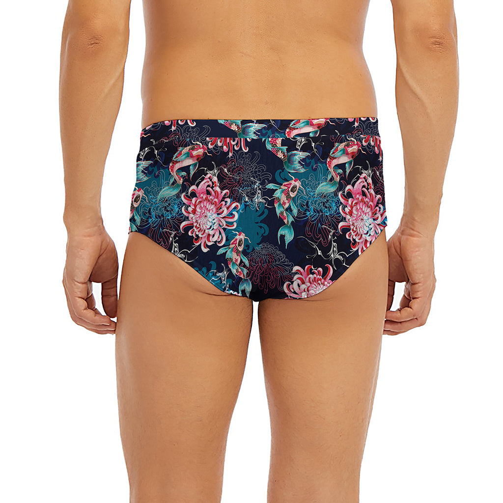 Japanese Koi And Chrysanthemums Print Men's Briefs