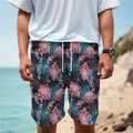 Japanese Koi And Chrysanthemums Print Men's Cargo Shorts