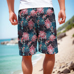 Japanese Koi And Chrysanthemums Print Men's Cargo Shorts