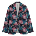 Japanese Koi And Chrysanthemums Print Men's Cotton Blazer