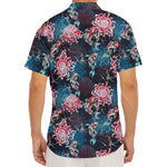 Japanese Koi And Chrysanthemums Print Men's Deep V-Neck Shirt