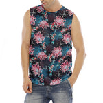 Japanese Koi And Chrysanthemums Print Men's Fitness Tank Top