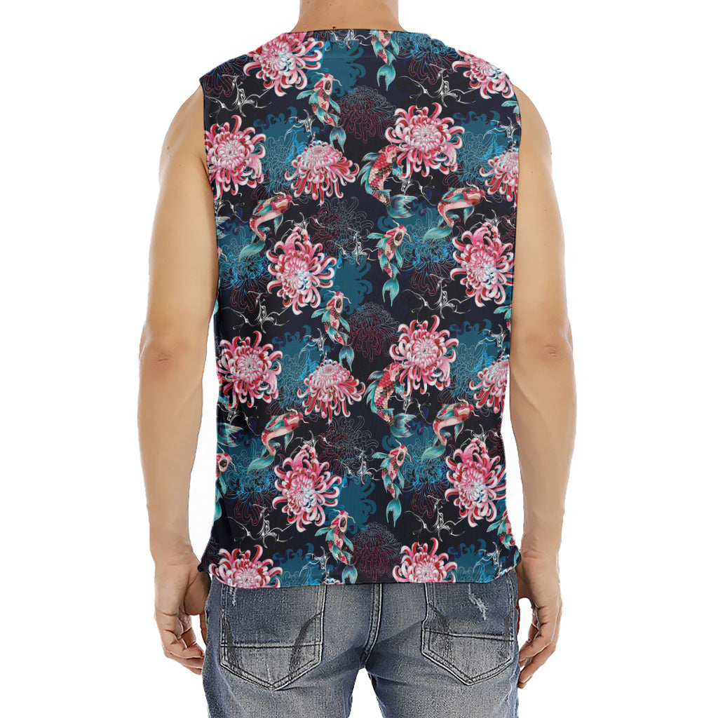 Japanese Koi And Chrysanthemums Print Men's Fitness Tank Top