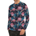 Japanese Koi And Chrysanthemums Print Men's Long Sleeve Rash Guard
