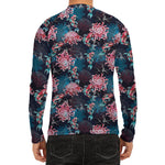 Japanese Koi And Chrysanthemums Print Men's Long Sleeve Rash Guard