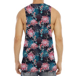 Japanese Koi And Chrysanthemums Print Men's Muscle Tank Top
