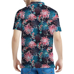 Japanese Koi And Chrysanthemums Print Men's Polo Shirt