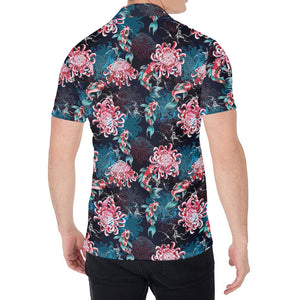 Japanese Koi And Chrysanthemums Print Men's Shirt