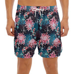 Japanese Koi And Chrysanthemums Print Men's Split Running Shorts