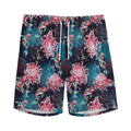 Japanese Koi And Chrysanthemums Print Men's Athletic Shorts
