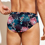 Japanese Koi And Chrysanthemums Print Men's Swim Briefs
