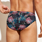 Japanese Koi And Chrysanthemums Print Men's Swim Briefs