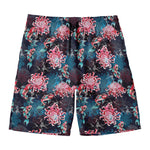 Japanese Koi And Chrysanthemums Print Men's Swim Trunks